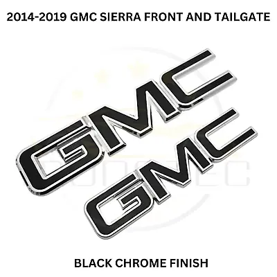 Front Grille & Rear Emblem Badge Black Set For 2014-2019 GMC Sierra 1500 2500HD • $63.99