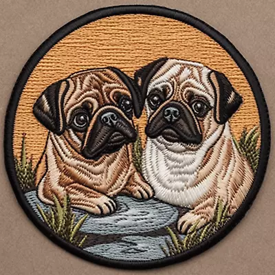 Pug Puppy Patch Embroidered Iron-on Applique For Clothing Canine K9 Sunset Pet • $5.87