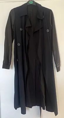 All Saints Elias Mac UK 6 Leather Trench Coat Sleeves Clara Cosplay SA • $252.65