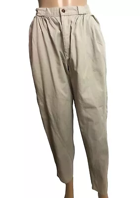 RARE Vtg 80s Averroe Pleated Beige Cotton Twill Baggy Pants Sz 8 Made USA • $44.10