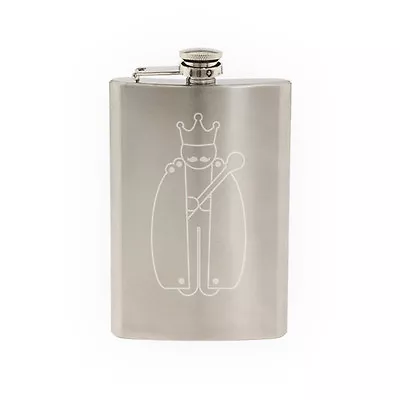 Medieval Stickman #11 - King With Robes Mustache Staff-8 Oz Etched Flask • $17.99