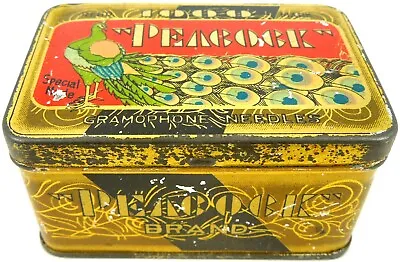 Large 1000 Size PEACOCK Gramophone Needle Tin (Grammophon Nadeldose) • $95