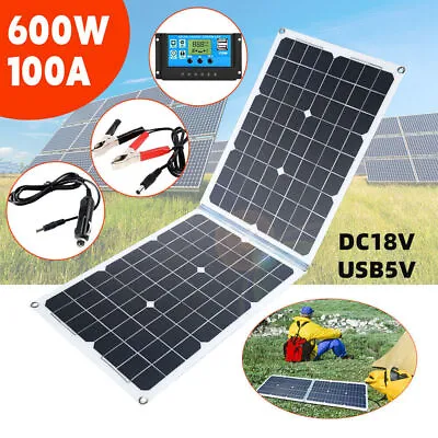 600W Watts Solar Panel Kit 100A 12V Battery Charger With Controller Caravan Boat • £18.28