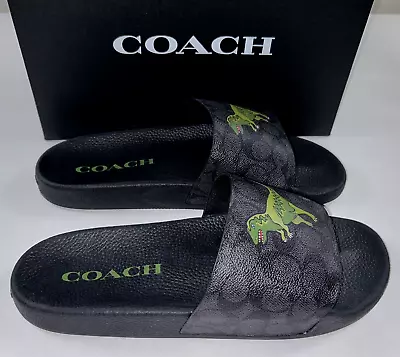 Men's COACH Shoes Size 13 Black Signature C Canvas REXY POOL Slide $99 • $71.96