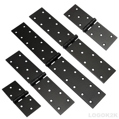 £4.49 • Buy Backflap Strap Hinges Heavy Duty Powder Coated Tee Door Gate Box Shed BLACK Pair