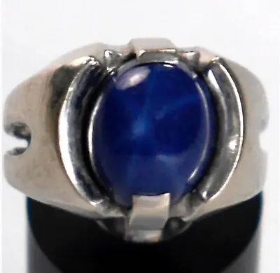 14k  SOLID Gold Men’s Ring 5ct Blue Star Sapphire HEAVY White Gold WG Karat 14kt • $1399