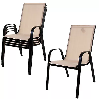 Garden Patio Furniture Bistro Large Glass Table Chair Metal Outdoor Seating Set • £109.99