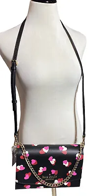 $110 • Buy Kate Spade Carson Convertible Chain Crossbody Shoulder Bag Hearts Red Pink Black