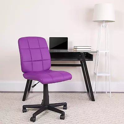 Mid-Back Purple Quilted Vinyl Swivel Task Office Chair • $137.99