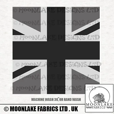 Black And Grey Union Jack - Fabric Craft Panels In 100% Cotton Or Polyester • £2.45