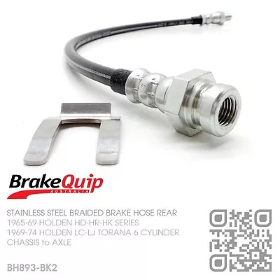 $65 • Buy Stainless Braided Brake Hose Rear Diff [holden Lc-lj Torana 6-cyl & Gtr-xu1] Bk