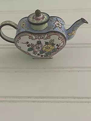 Kelvin Chen Collectible Hand Painted Enamel Copper Miniature Teapot • $26