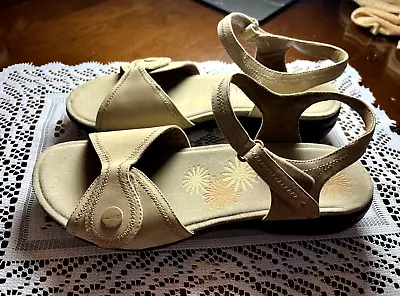 Dansko Leather Sandals Velcrow Strap Sz 41 Tan • £24.13