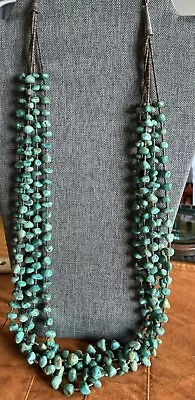 VTG Santo Domingo Turquoise Heishi Bead 5 Strand Necklace 30” • $169