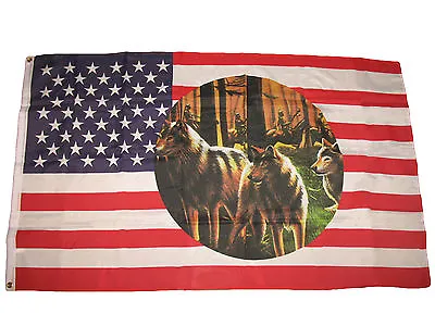 $8.94 • Buy 3x5 USA Indian Three Wolf Pack Native American Premium Flag 3'x5' Banner Grommet
