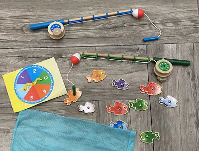 MELISSA & DOUG CATCH AND COUNT FISHING GAME FISH POLES MAGNETIC TOY With Bag • $16.50