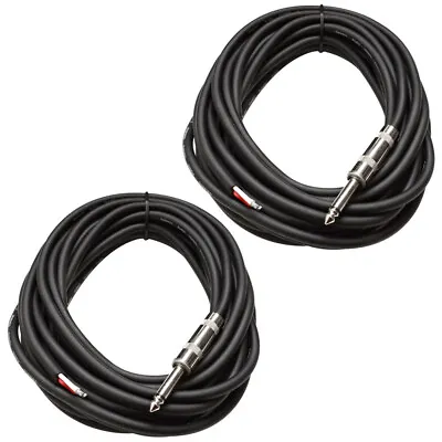 2 SEISMIC AUDIO 25' Raw Wire-1/4  PA/DJ SPEAKER CABLES • $42.99