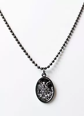 St. Michael & Guardian Angel Gun Metal Double Sided 30  Bead Ball Chain Necklace • $9.99