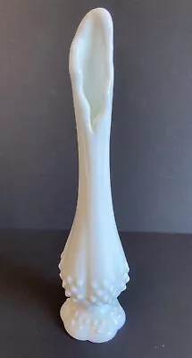Vintage Fenton Hobnail White Milk Glass Swung Vase Stretch Bud Pedestal 10.5 In. • $26