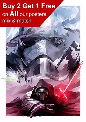 Star Wars The Force Awakens Storm Trooper Kylo Ren Poster Print • £12.99