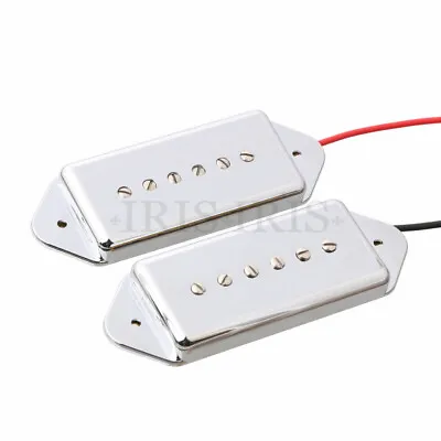 P90 Dogear Single Coil Neck/Bridge Pickup Set For Electric Guitar Chrome • £13.64