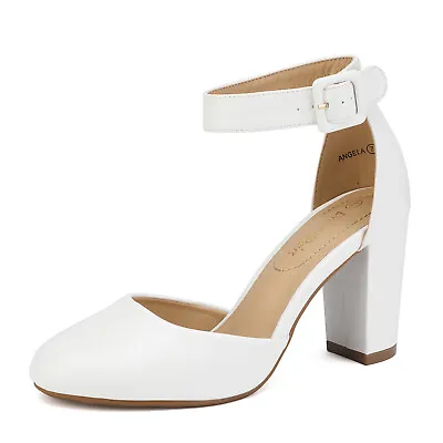 $34.39 • Buy Dream Pairs Women Block Chunky High Heel Round Toe Wedding Dress Pump Shoes