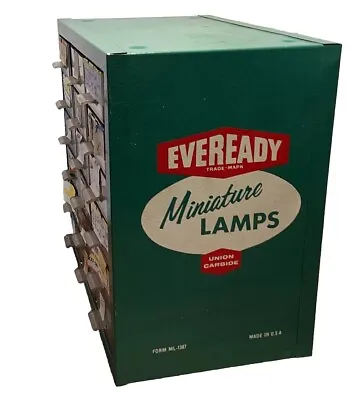 Vntg Eveready Miniature Lamps Store Counter Top Metal Display W / Bulbs Brochure • $85