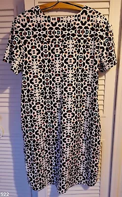 Marks And Spencers Long V-Neck Dress Size 12 Multicolour On White Background • £7