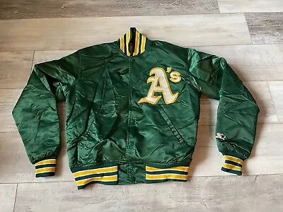 Vintage Starter MLB Diamond Collection Oakland Athletics A's Green Satin Jacket • $139.99