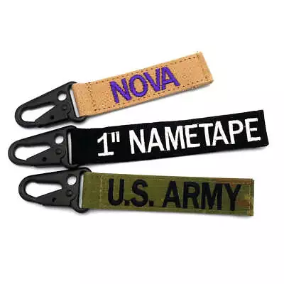 Name Tape Keychain Name Tag Custom Embroidered Key Tags • $10.95