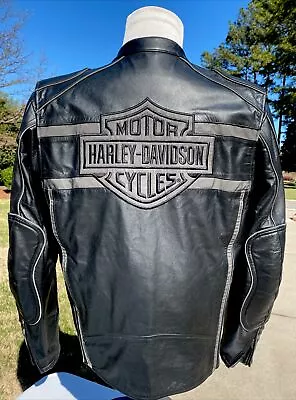 Harley Davidson Men LUMINATOR 360 Leather Jacket 98013-10VM Reflective Armor L • $329.98