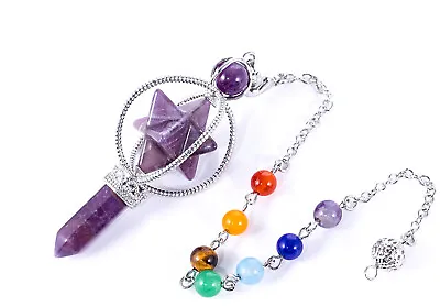 £9.99 • Buy 2 1/4    Spinning Merkaba Crystal Healing Pendulum Dowser Chakra Chain = Sale