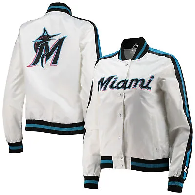 Women's Starter White Miami Marlins Hometown Satin Full-Snap Jacket • $124.99