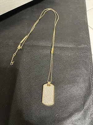 Michael Kors Swarovski Crystal  Gold Tone Dog Tag Necklace. • $39.95