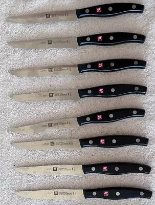 Lot (8) Zwilling J.A Henckels Steak Knifes Set 30728-124 Germany Red Handle Icon • $69.95