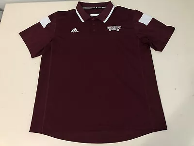 Maroon Adidas Mississippi State Bulldogs Polo Shirt Mens Size Xl • $19.58