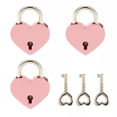 3 Pack Small Metal Hear Shaped Mini Padlock With Key For Jewelry Box Storage Box • $11.99