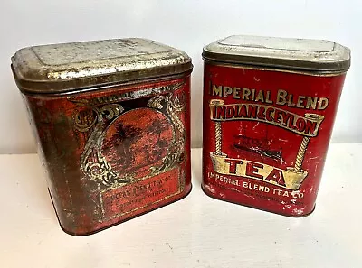 Lot 2 Vintage Canada Tea Tins Ocean Blend & Imperial Blend Canisters FREE SHIP • $71.97