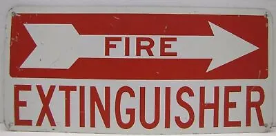 FIRE EXTINGUISHER Vtg Metal Sign Right Arrow Gas Station Industrial Safety Ad • $44