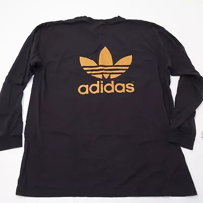Vintage Adidas Black TShirt Long Sleeve 80s Trefoil Tee Mens XXL • $25