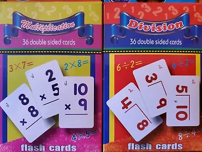 Multiplication & Division Flash Cards Set Of 2 Boxes Ea W/ 36 Double SIDED Math  • $12.99