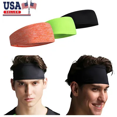 Men Hair Head Band Sweatband Headband Stretch Mens Wrap Elastic Sports Thin Gym • $6.04