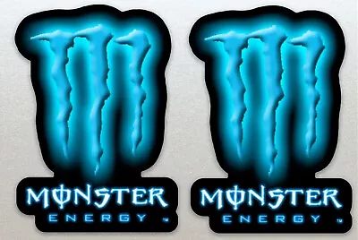 Monster Energy Electro Blue Stickers X2 Racing Bike Car Kawasaki Boards Etc. • £2.95