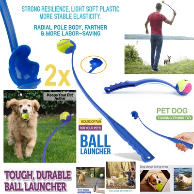 £7.95 • Buy 2x Ball Thrower Launcher Dog & Puppy Chucker Tennis Pet Walking Fetch Play Toy