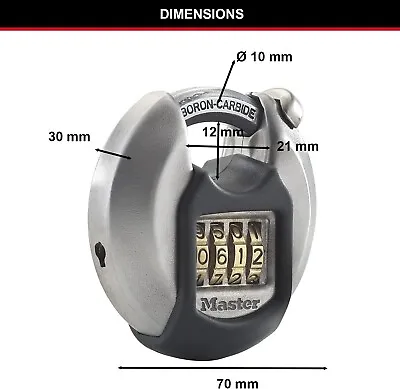 Master Lock Disc Padlock Heavy Duty 4 Digit Code Combination Stainless Steel • £16.89