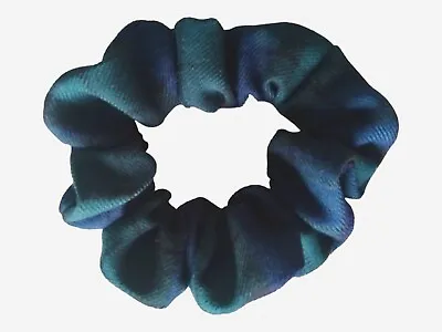 Navy And Green Tartan Fabric Hair ScrunchieHair TieGifts For Her • £2.50