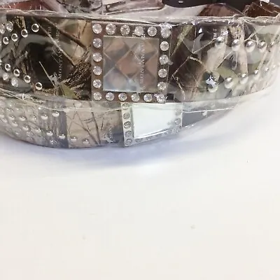 Montana West Western Leather Belt Bling Studs Crystals Square Stone Camo Size 40 • $21.25