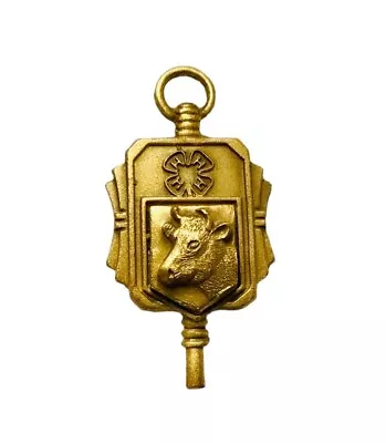 Vintage Brass 4 H Club Lapel Pin Or Pendant Cow Cattle Beef • $15