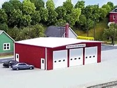 Pike-Stuff Fire Station Kit (Red) - HO Scale Model Railroad Building - #192 • $16.33