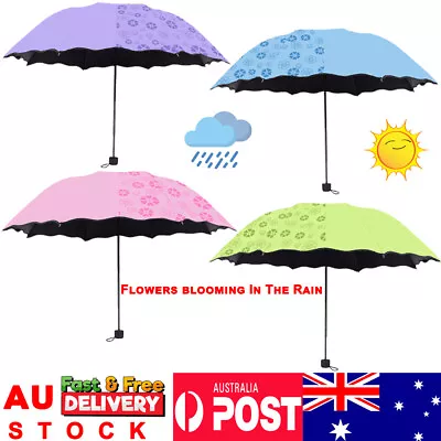 $16.99 • Buy Women's Flowers Changing Magic Umbrella Sun/Rain Protection Folding Anti-UV